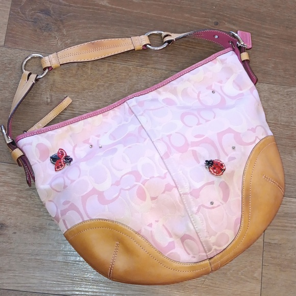 *Upcycled Coach Pink Y2k 1851 Ladybug Hobo Shoulder Bag 🐞💕 With Handtag - Picture 12 of 17